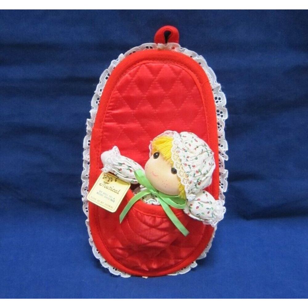 Vintage Christmas Musical Baby Doll George Good Music Box Wish You a Merry X'mas